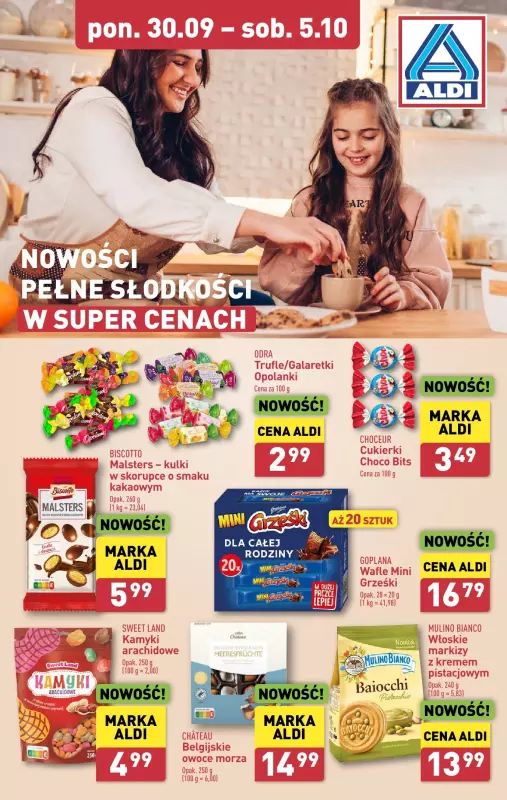 Aldi - gazetka promocyjna Słodkości od poniedziałku 30.09 do soboty 05.10