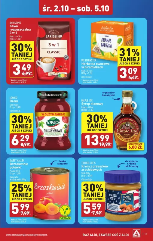 Aldi - gazetka promocyjna Łódź : WIELKIE OTWARCIE już w środę : 02.10! od środy 02.10 do soboty 05.10 - strona 17