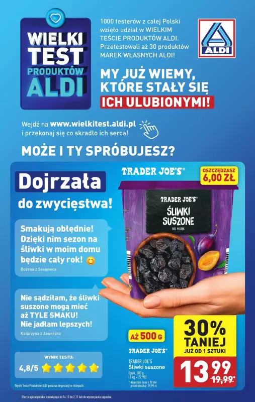 Aldi - gazetka promocyjna Wielki test produktów Aldi od niedzieli 20.10 do soboty 26.10