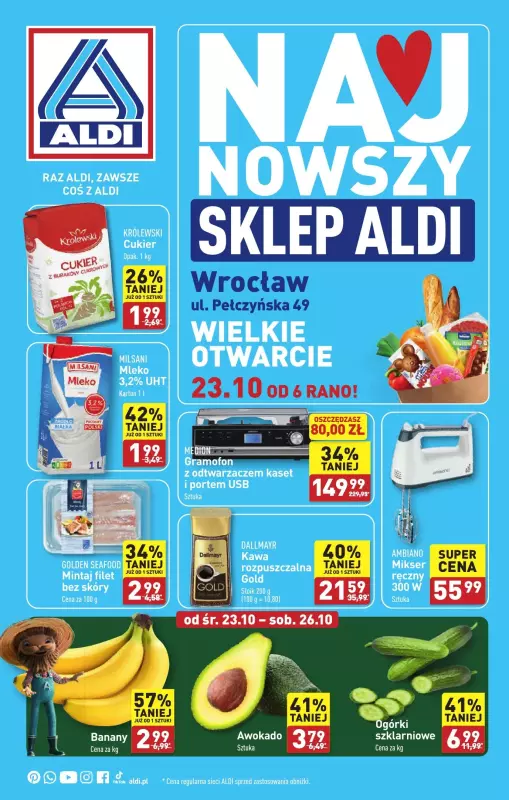 Aldi - gazetka promocyjna Wrocław: WIELKIE OTWARCIE już w środę: 23.10! od środy 23.10 do soboty 26.10