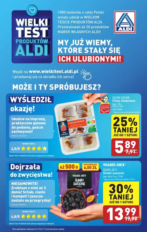 Aldi - gazetka promocyjna Wielki test produktów Aldi od niedzieli 27.10 do soboty 02.11