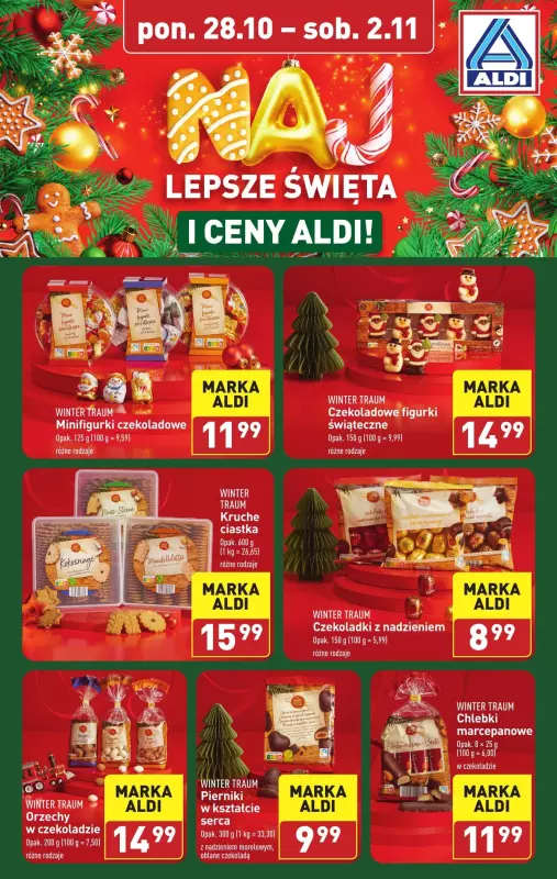 Aldi - gazetka promocyjna Słodycze świąteczne od poniedziałku 28.10 do soboty 02.11