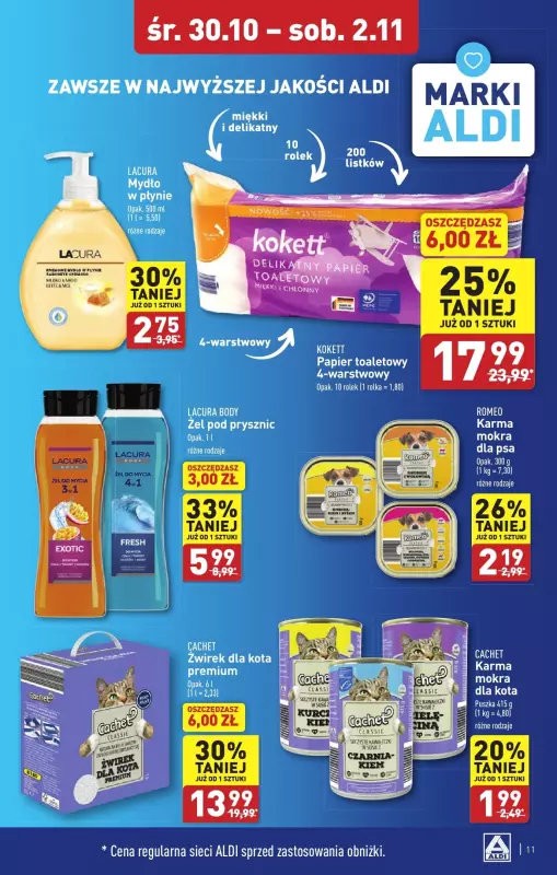 Aldi - gazetka promocyjna Bartoszyce: WIELKIE OTWARCIE już w środę : 30.10! od środy 30.10 do soboty 02.11 - strona 11