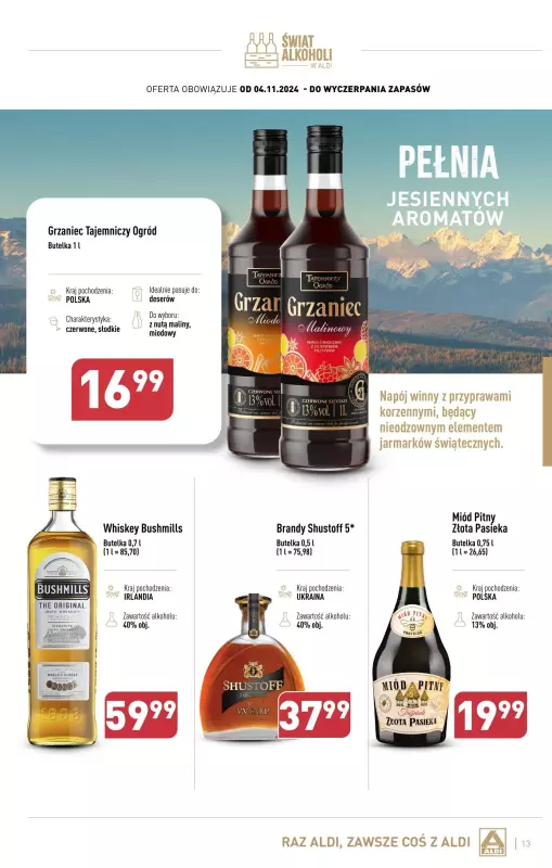 Aldi - gazetka promocyjna Gazetka alkoholowa od poniedziałku 04.11 do soboty 30.11 - strona 13