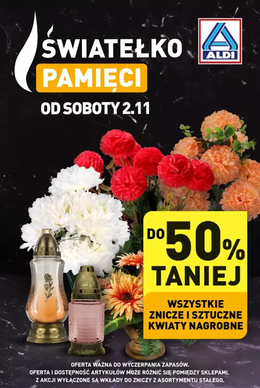 Aldi - gazetka promocyjna Znicze i kwiaty do -50% taniej! od soboty 02.11 do soboty 02.11