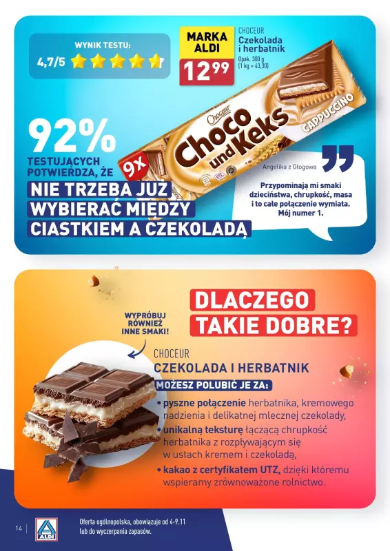 Aldi - gazetka promocyjna Wasz wybór, jakość Aldi! od poniedziałku 04.11 do soboty 09.11 - strona 14