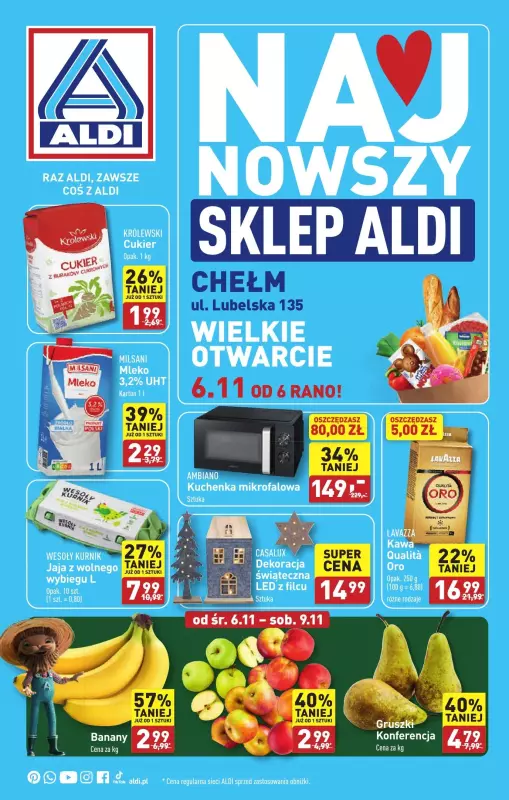 Aldi - gazetka promocyjna Chełm : WIELKIE OTWARCIE już w środę : 06.11! od środy 06.11 do soboty 09.11