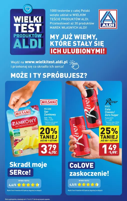 Aldi - gazetka promocyjna Wielki test produktów Aldi! od wtorku 12.11 do soboty 16.11