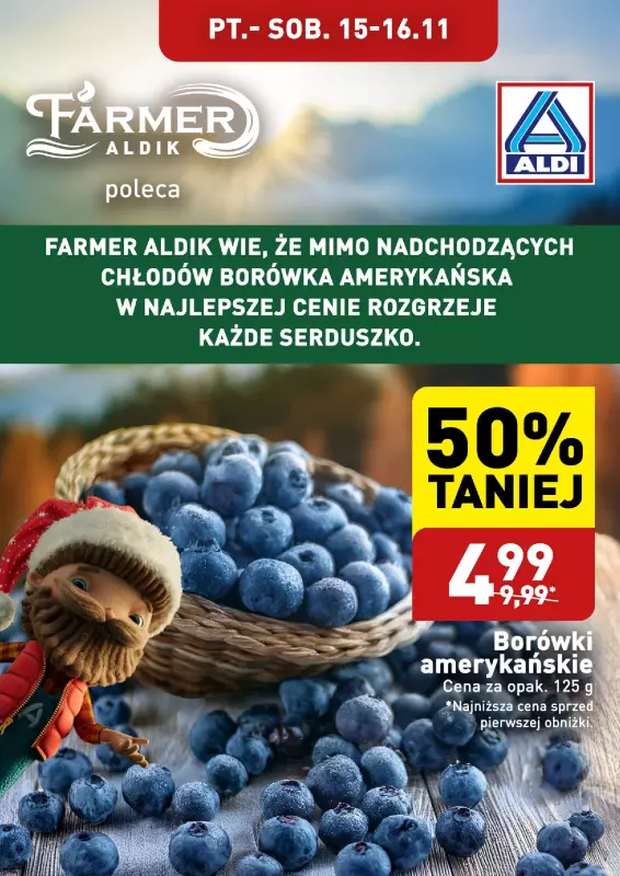 Aldi - gazetka promocyjna Borówki od piątku 15.11 do soboty 16.11