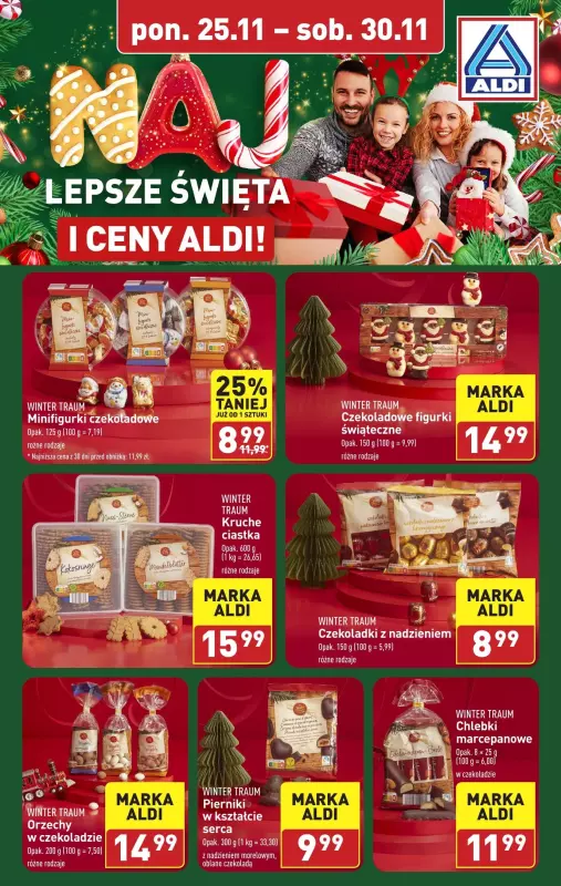 Aldi - gazetka promocyjna Najlepsze święta i ceny Aldi! od poniedziałku 25.11 do soboty 30.11