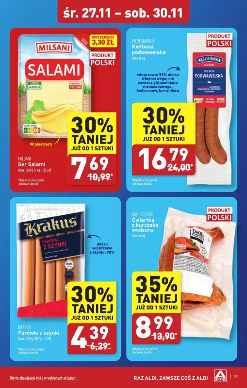 Aldi - gazetka promocyjna KOWALE: WIELKIE OTWARCIE już w środę : 27.11! od środy 27.11 do soboty 30.11 - strona 13