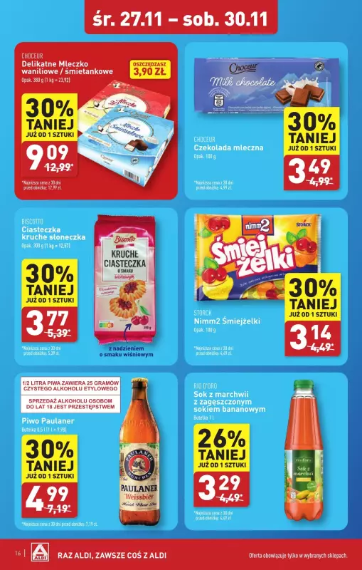 Aldi - gazetka promocyjna KOWALE: WIELKIE OTWARCIE już w środę : 27.11! od środy 27.11 do soboty 30.11 - strona 16