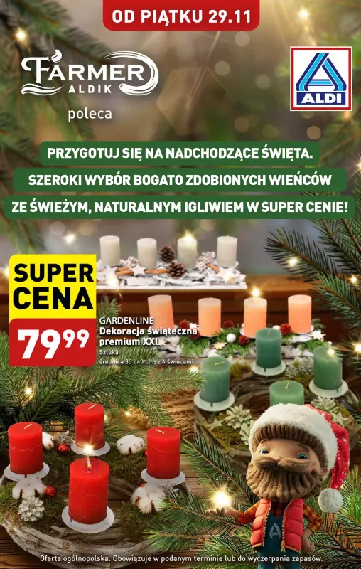 Aldi - gazetka promocyjna Wieńce adwentowe od piątku 29.11 do soboty 30.11