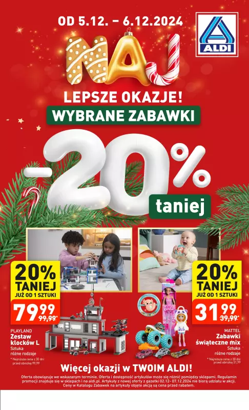 Aldi - gazetka promocyjna Wybrane zabawki 20% taniej! od czwartku 05.12 do piątku 06.12