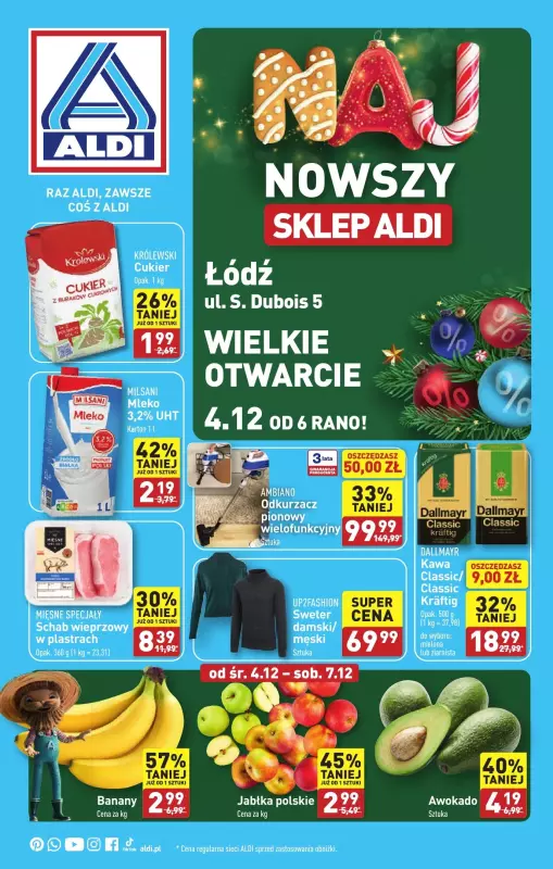 Aldi - gazetka promocyjna ŁÓDŹ : WIELKIE OTWARCIE już w środę : 04.12! od środy 04.12 do soboty 07.12