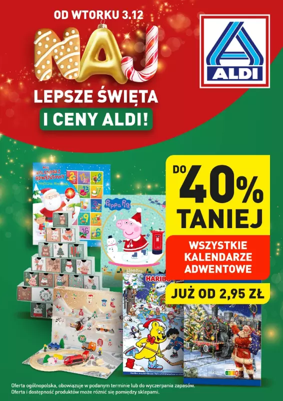 Aldi - gazetka promocyjna Kalendarze adwentowe do 40% taniej!  