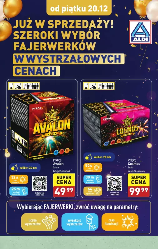 Aldi - gazetka promocyjna Fajerwerki od piątku 20.12 do wtorku 24.12