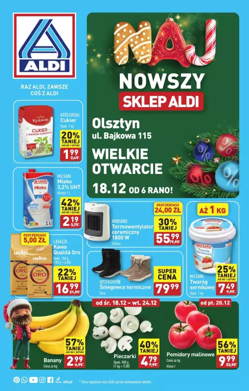 Aldi - gazetka promocyjna OLSZTYN : WIELKIE OTWARCIE już w środę : 18.12! od środy 18.12 do soboty 21.12