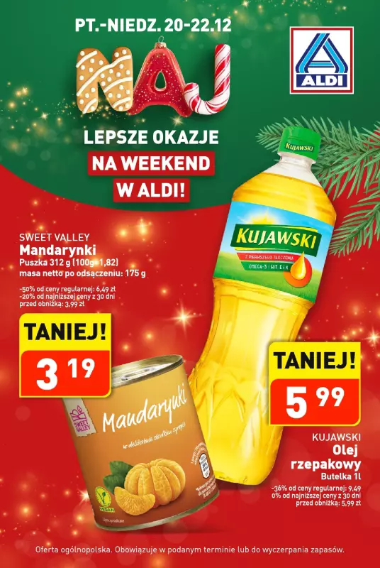 Aldi - gazetka promocyjna Najlepsze okazje na weekend w Aldi! od piątku 20.12 do niedzieli 22.12