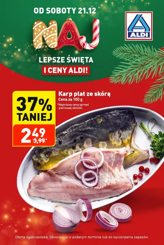 Aldi - gazetka promocyjna Najlepsze święta i ceny Aldi! od soboty 21.12 do wtorku 24.12