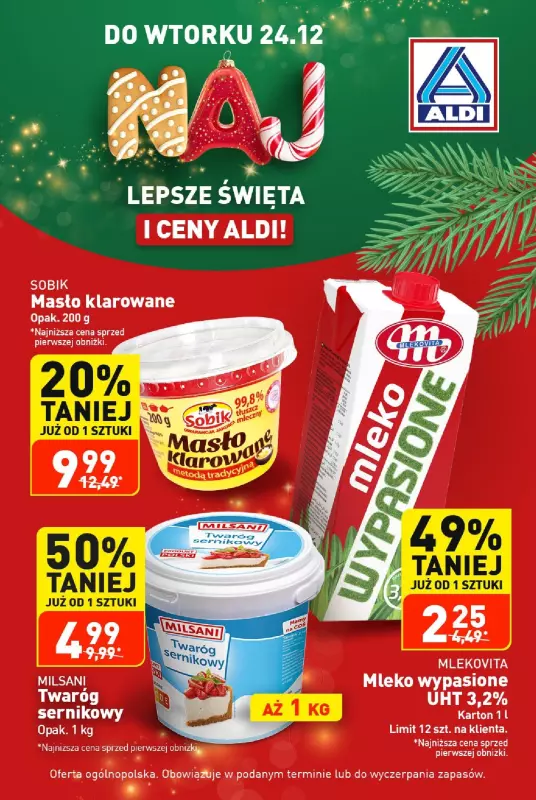 Aldi - gazetka promocyjna Najlepsze święta i ceny Aldi! od czwartku 19.12 do wtorku 24.12