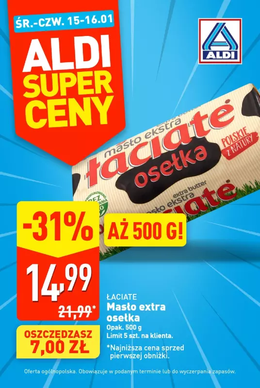 Aldi - gazetka promocyjna Super ceny w Aldi! od środy 15.01 do czwartku 16.01