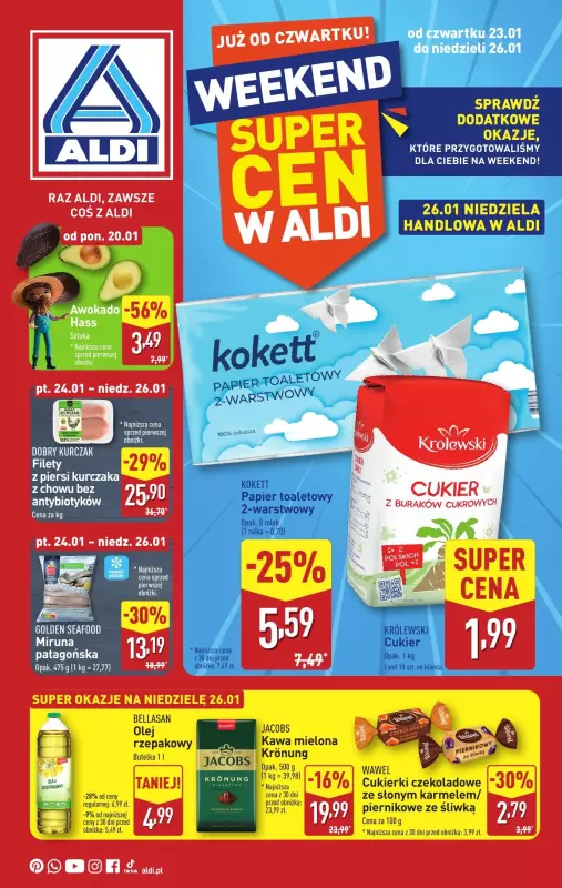 Aldi - gazetka promocyjna Weekend super cen w Aldi! od czwartku 23.01 do niedzieli 26.01