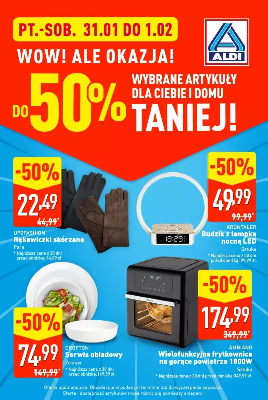 Aldi - gazetka promocyjna Wybrane artykuły do 50% taniej! od piątku 31.01 do soboty 01.02