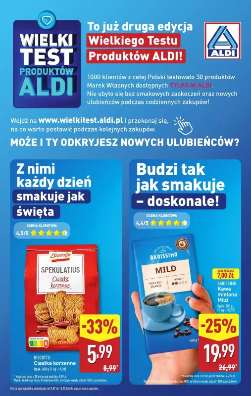 Aldi - gazetka promocyjna Wielki test produktów Aldi! od poniedziałku 03.02 do soboty 08.02