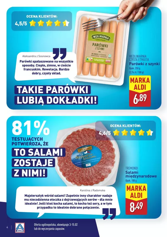 Aldi - gazetka promocyjna Wielki test produktów Aldi - katalog od poniedziałku 03.02 do soboty 08.02 - strona 4