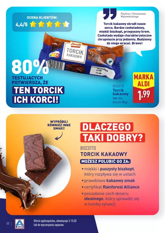 Aldi - gazetka promocyjna Wielki test produktów Aldi - katalog od poniedziałku 03.02 do soboty 08.02 - strona 22