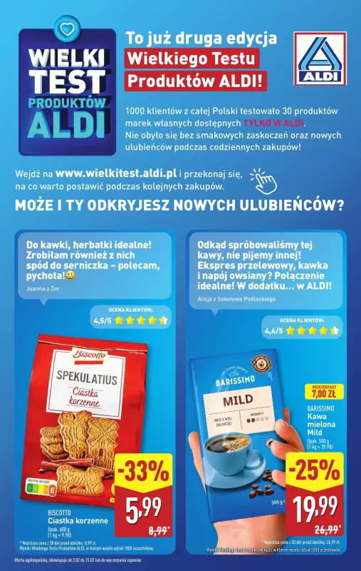 Aldi - gazetka promocyjna Wielki test produktów Aldi! od poniedziałku 10.02 do soboty 15.02