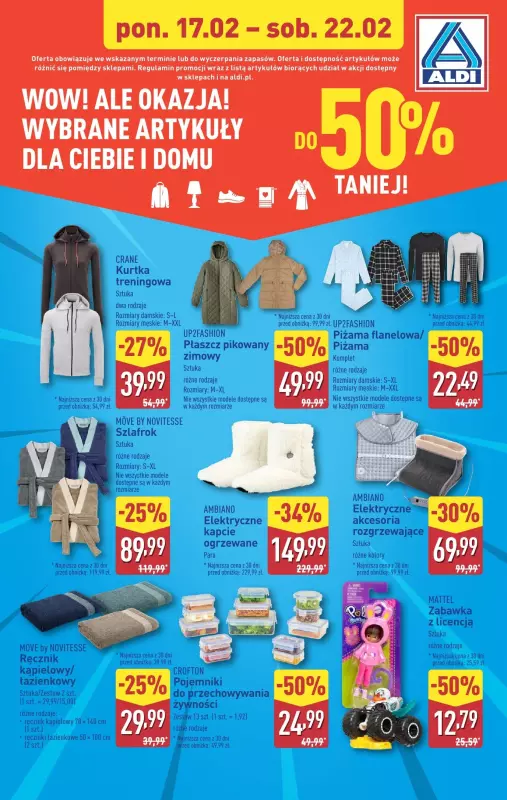 Aldi - gazetka promocyjna Wybrane artykuły do 50% taniej! od poniedziałku 17.02 do soboty 22.02