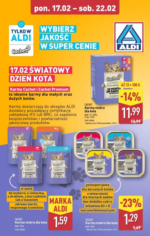 Aldi - gazetka promocyjna Karmy Cachet od poniedziałku 17.02 do soboty 22.02