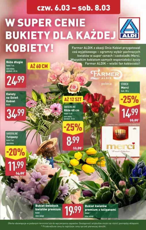 Aldi - gazetka promocyjna Kwiaty - Dzień Kobiet w Aldi! od czwartku 06.03 do soboty 08.03