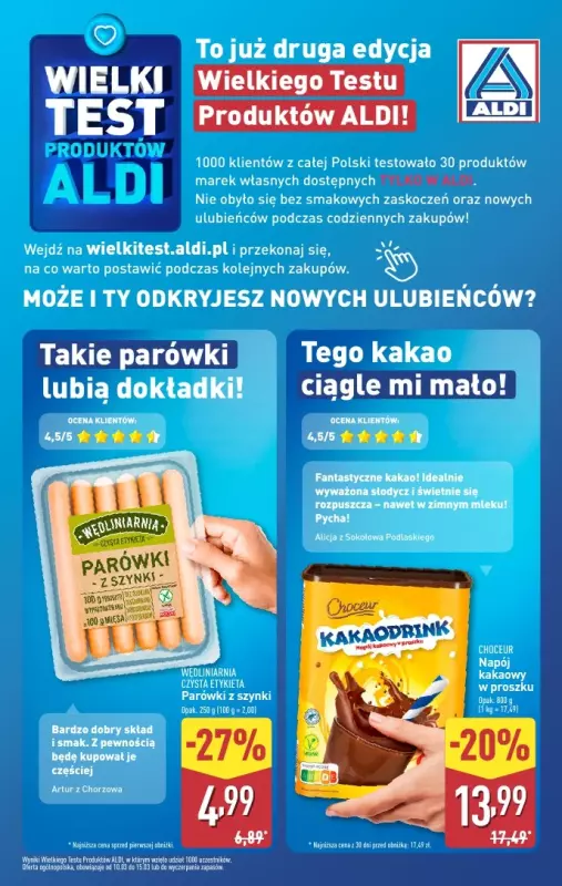 Aldi - gazetka promocyjna Wielki test produktów Aldi! od poniedziałku 10.03 do soboty 15.03