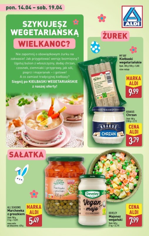 Aldi - gazetka promocyjna Wege produkty na Wielkanoc od wtorku 15.04 do soboty 19.04