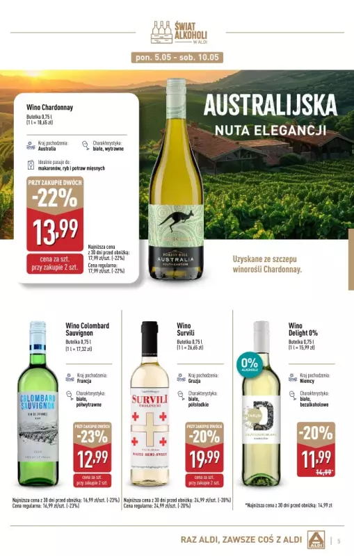 Aldi - gazetka promocyjna Świat alkoholi w Aldi od poniedziałku 28.04 do soboty 31.05 - strona 5