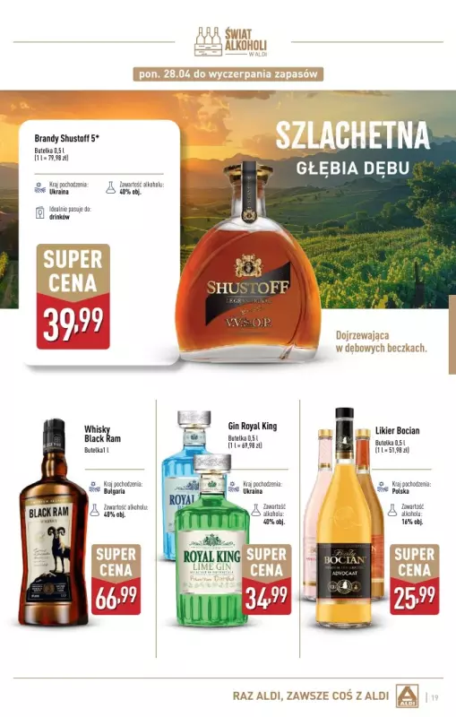 Aldi - gazetka promocyjna Świat alkoholi w Aldi od poniedziałku 28.04 do soboty 31.05 - strona 19