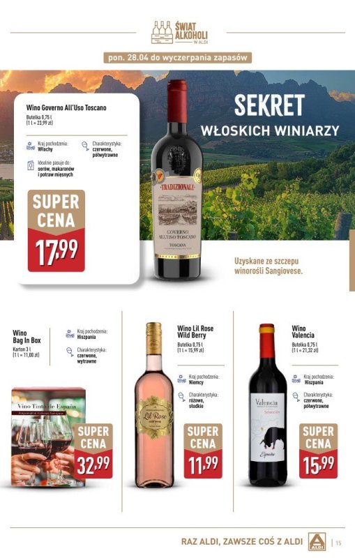 Aldi - gazetka promocyjna Świat alkoholi w Aldi od poniedziałku 28.04 do soboty 31.05 - strona 15
