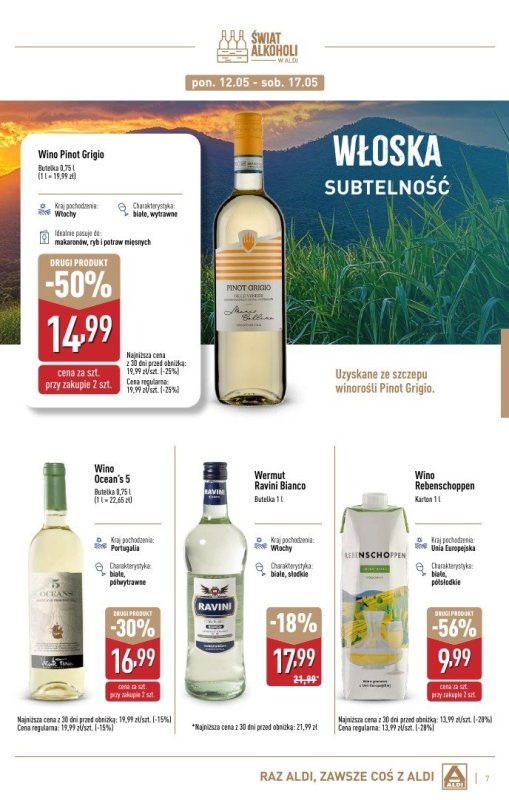 Aldi - gazetka promocyjna Świat alkoholi w Aldi od poniedziałku 28.04 do soboty 31.05 - strona 7