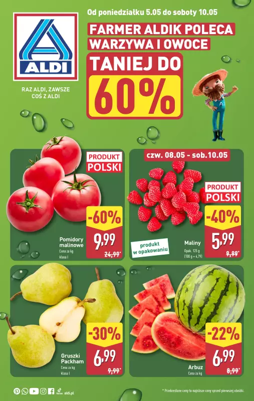 Aldi - gazetka promocyjna Farmer Aldik poleca! od poniedziałku 05.05 do soboty 10.05