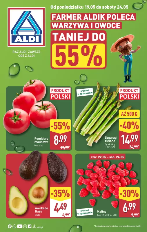 Aldi - gazetka promocyjna Farmer Aldik poleca od poniedziałku 19.05 do soboty 24.05