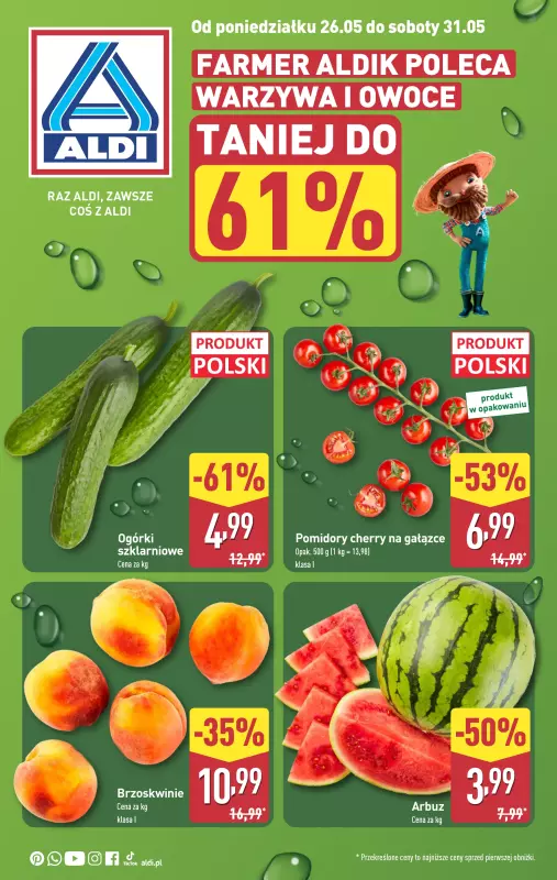 Aldi - gazetka promocyjna Farmer Aldik poleca od poniedziałku 26.05 do soboty 31.05