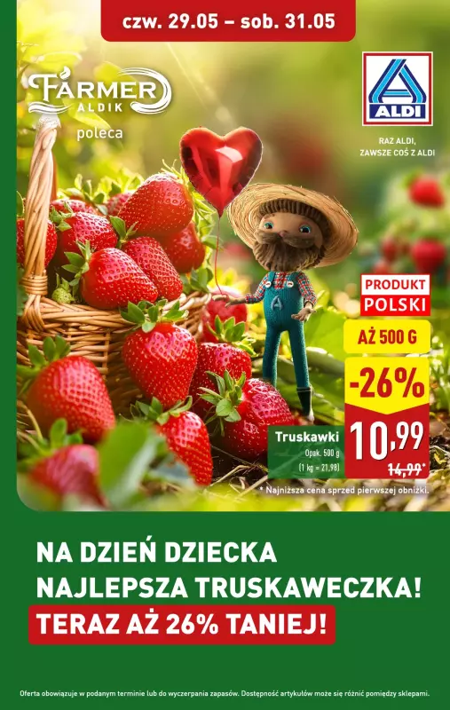 Aldi - gazetka promocyjna Polskie truskawki XXL w super cenie! od poniedziałku 26.05 do soboty 31.05