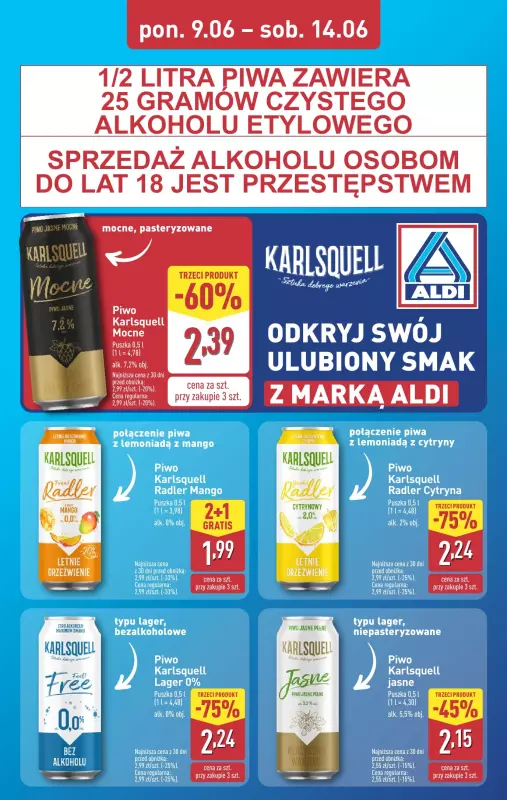 Aldi - gazetka promocyjna Festiwal kraftów w Aldi! od poniedziałku 09.06 do soboty 14.06