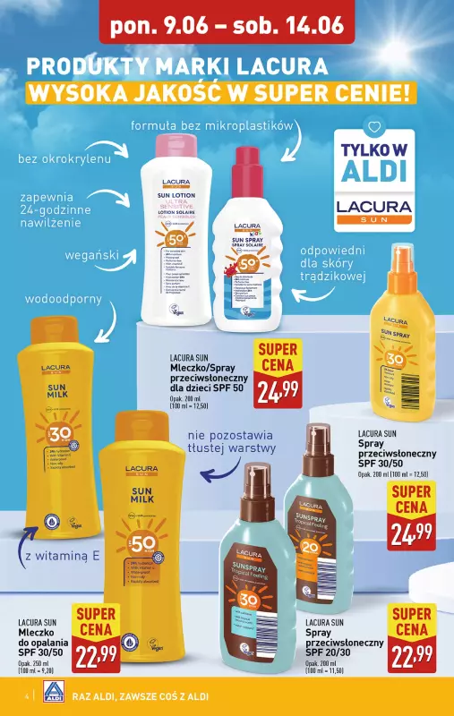 Aldi - gazetka promocyjna Okazje pełne słońca z marką Lacura! od poniedziałku 09.06 do soboty 14.06 - strona 4