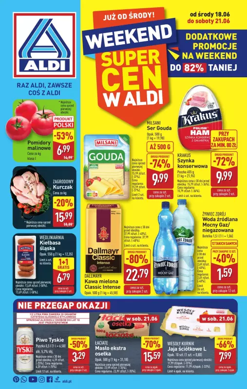 Aldi - gazetka promocyjna Weekend super cen w Aldi! od środy 18.06 do soboty 21.06