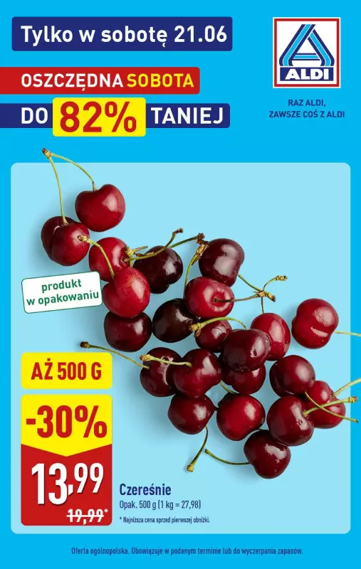 Aldi - gazetka promocyjna Oszczędna sobota - do 82% taniej! od piątku 20.06 do soboty 21.06