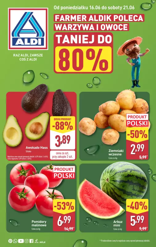 Aldi - gazetka promocyjna Farmer Aldik poleca! od poniedziałku 16.06 do soboty 21.06
